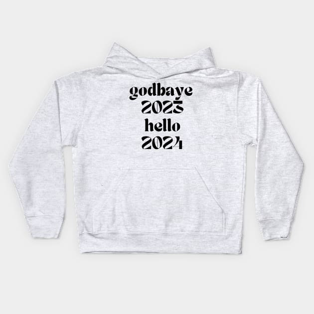 godbaye 2023 hello 2024 Kids Hoodie by retro bloom